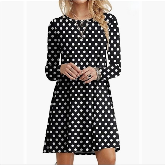 POPYOUNG Lot of 2 Swing Dress T Shirt Style Long Sleeve Stretchy Dots Size 3XL - Picture 4 of 16